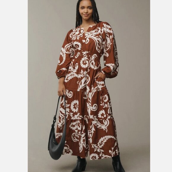 Anthropologie The Somerset Maxi Dress Long-Sleeve Poplin Edition LP NWT L petite